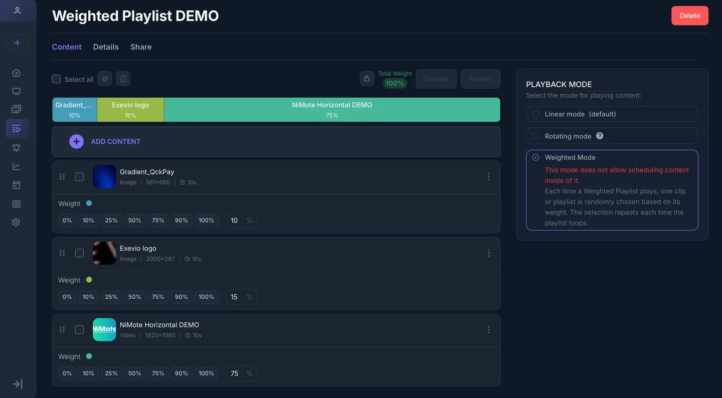 NiMote weighted playlist editor: clips mixed by playback weight