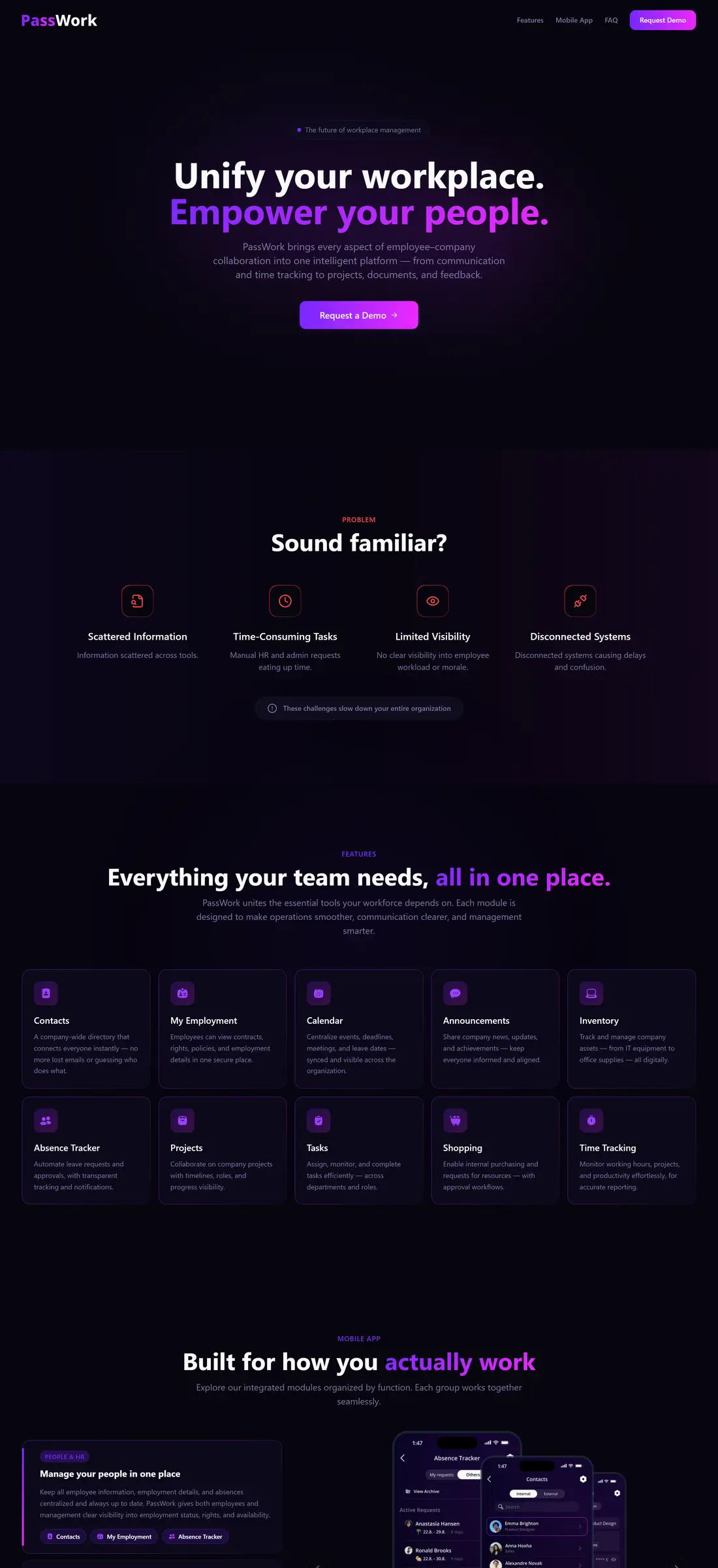 PassWork website hero: unify your workplace