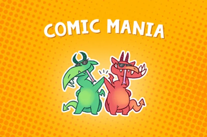 Comic Mania key art, two dragons high-fiving