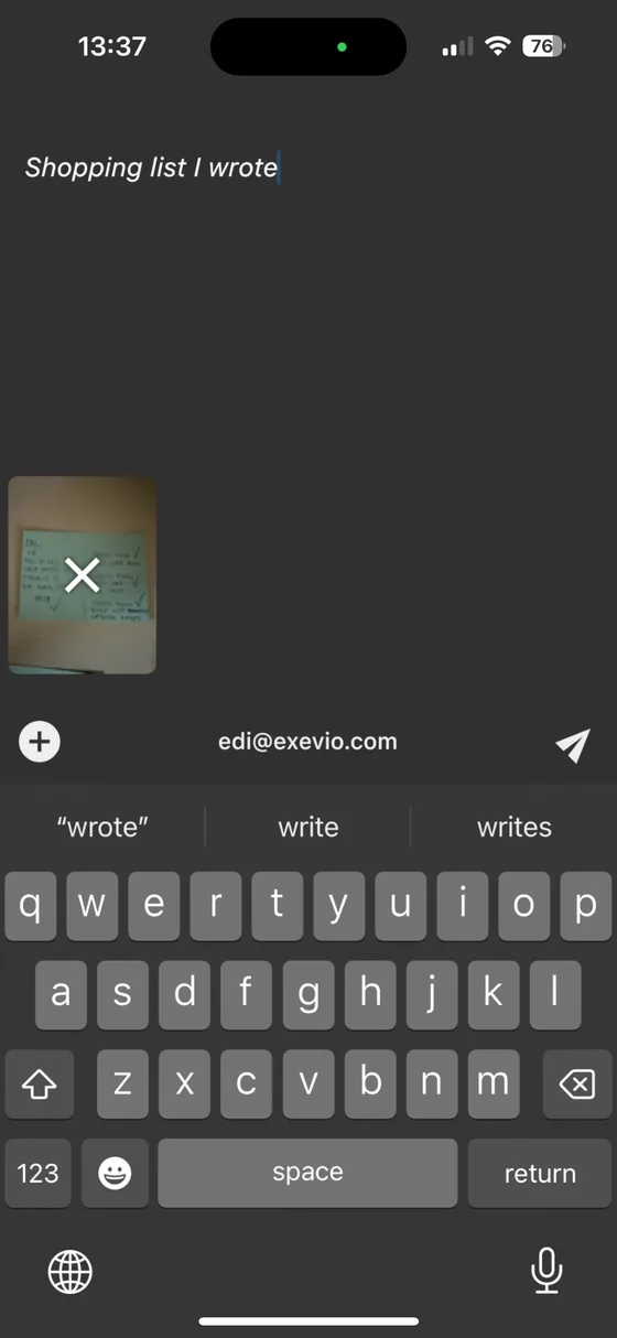 QckMail, attaching an image to a note